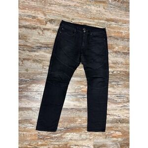 Mens True Religion Geno Moto Relaxed Fit Slim Jeans Size 38x34 Black